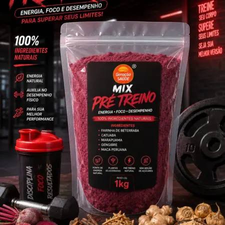 MIX PRÉ TREINO 1 kg * 200 g de cada (maca peruana, catuaba, marapuama, far.beterraba, gengibre pó) Geração Saúde Integral por natureza