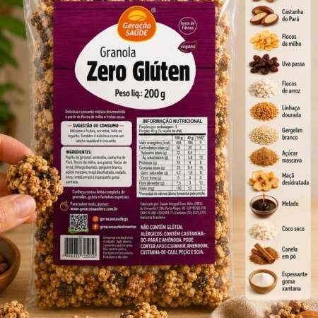 GRANOLA ZERO GLÚTEN 200 g Cereais e Matinais Integral por natureza GRANOLA ZERO GLÚTEN 200 g Geração Saúde Integral por natureza